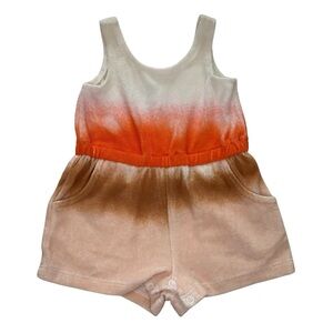 NWOT Open Edit Baby Girls Gradient Orange, Brown, White Terrycloth Towel Romper